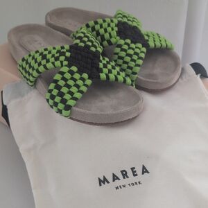 Green and Black Checkered Sandals